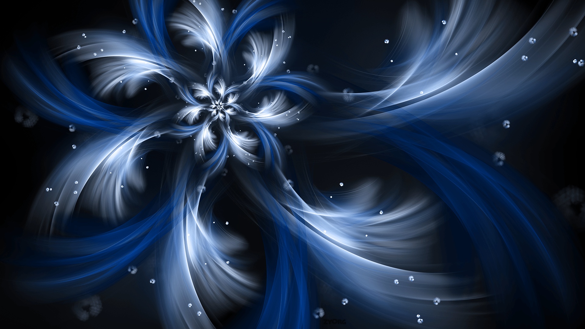 1920x1080 Blue and White Abstract Fractal HD Wallpaper