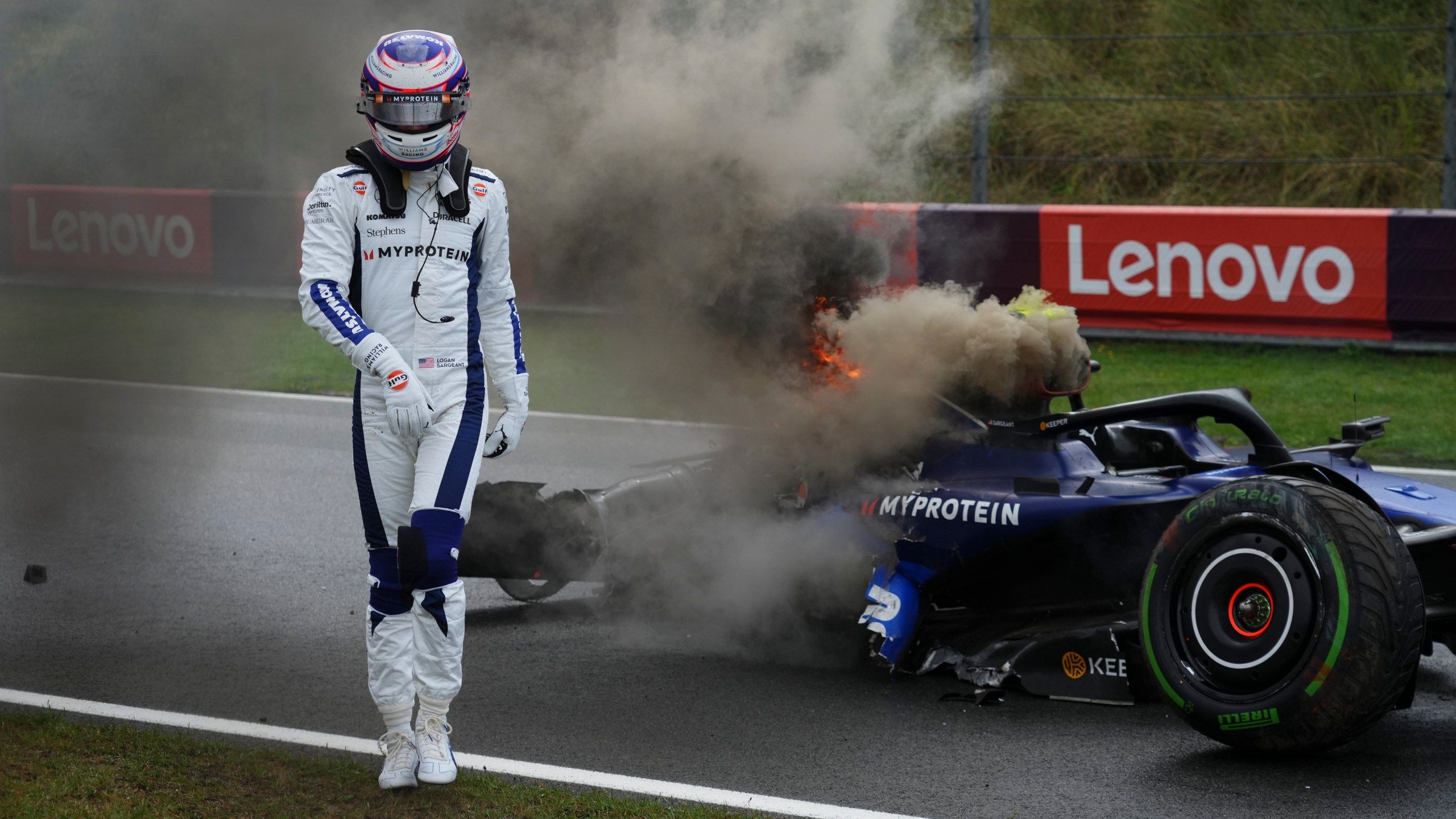 2560x1440 Logan Sargeant crashes heavily in practice for F1's Dutch Grand Prix and misses qualifying