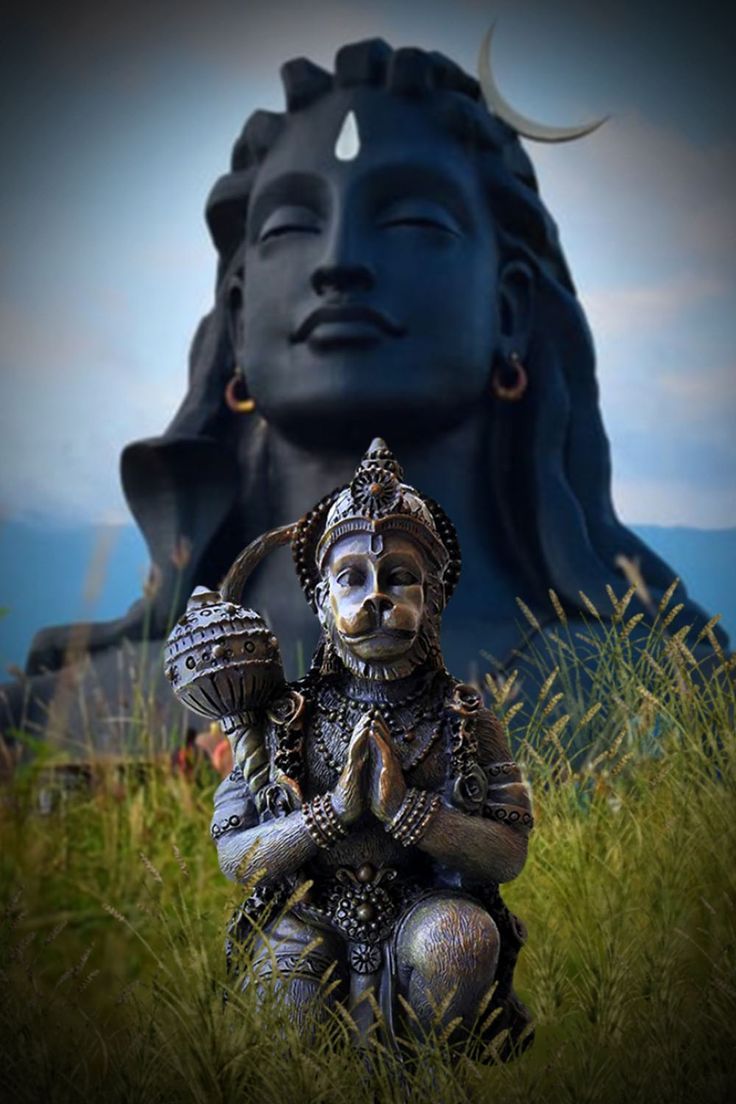 736x1104 Lord Shiva & Hanuman