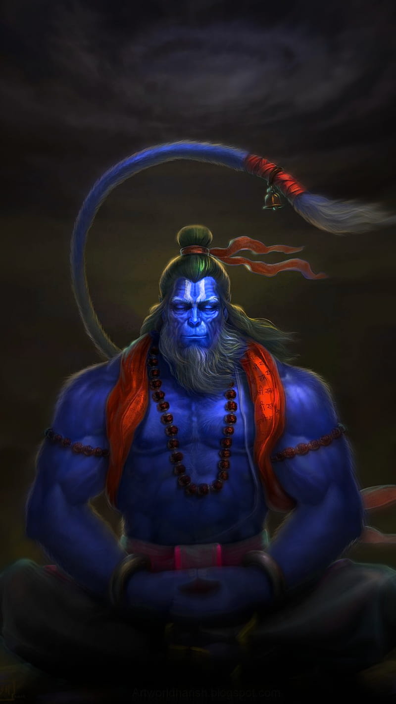 800x1422 Lord HANUMANA, bagwan, balaji, blue, dark, hanuman, rudra, shiv, HD phone wallpaper