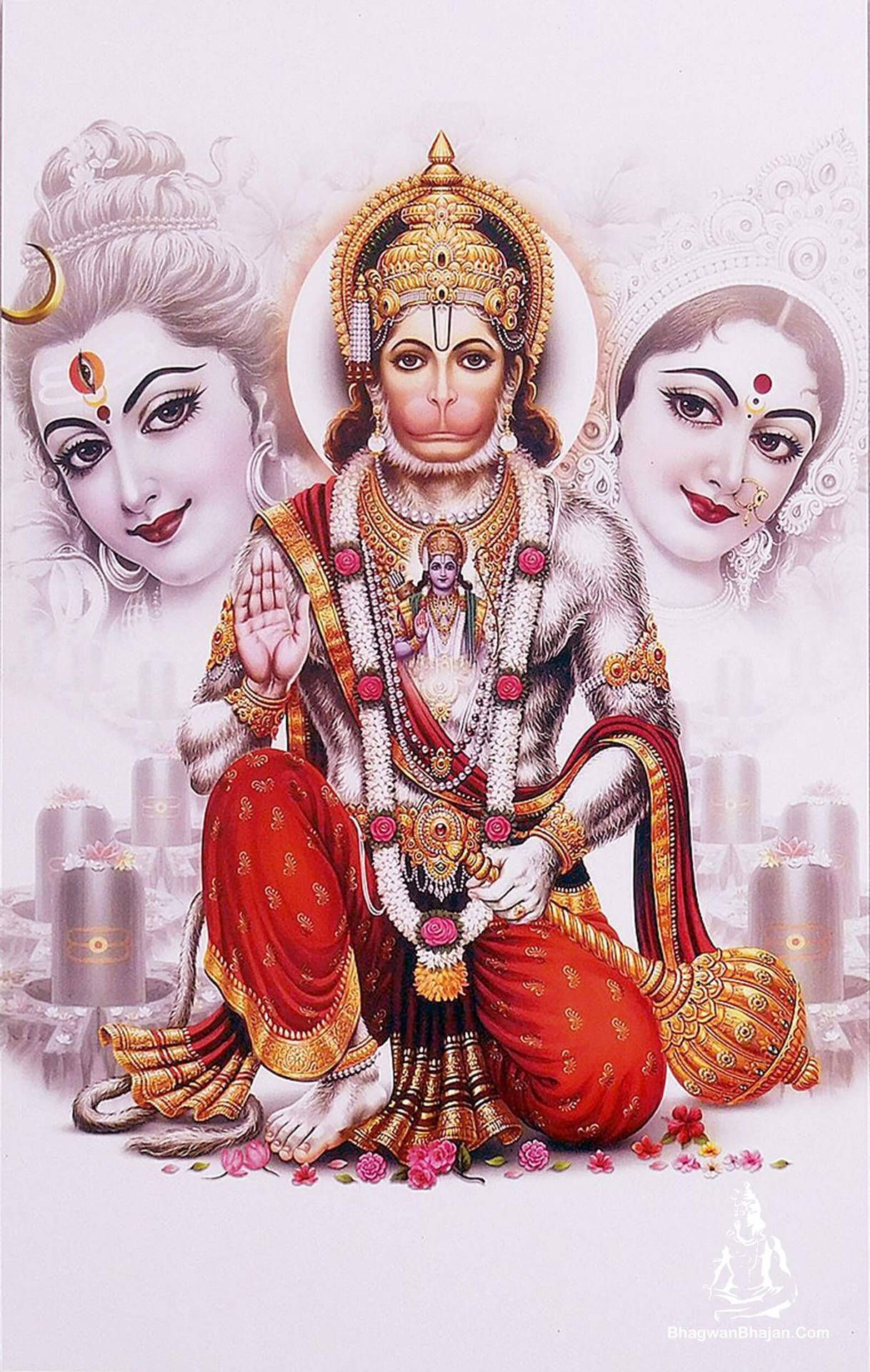 1218x1920 Shiva And Hanuman Wallpaper