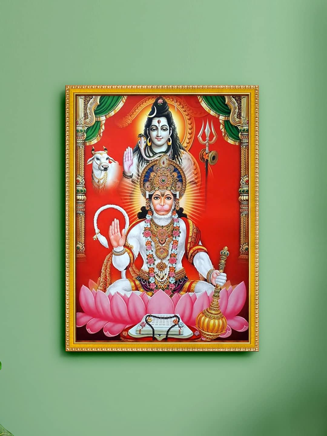 1080x1440 999STORE Hanuman Ji And Shiva Photo Painting With Photo Frame For Temple Mandir Hanuman Photo Shiva Photo Frame (MDF & Fiber 11X8 Inches) God067 : Amazon.in: Home & Kitchen