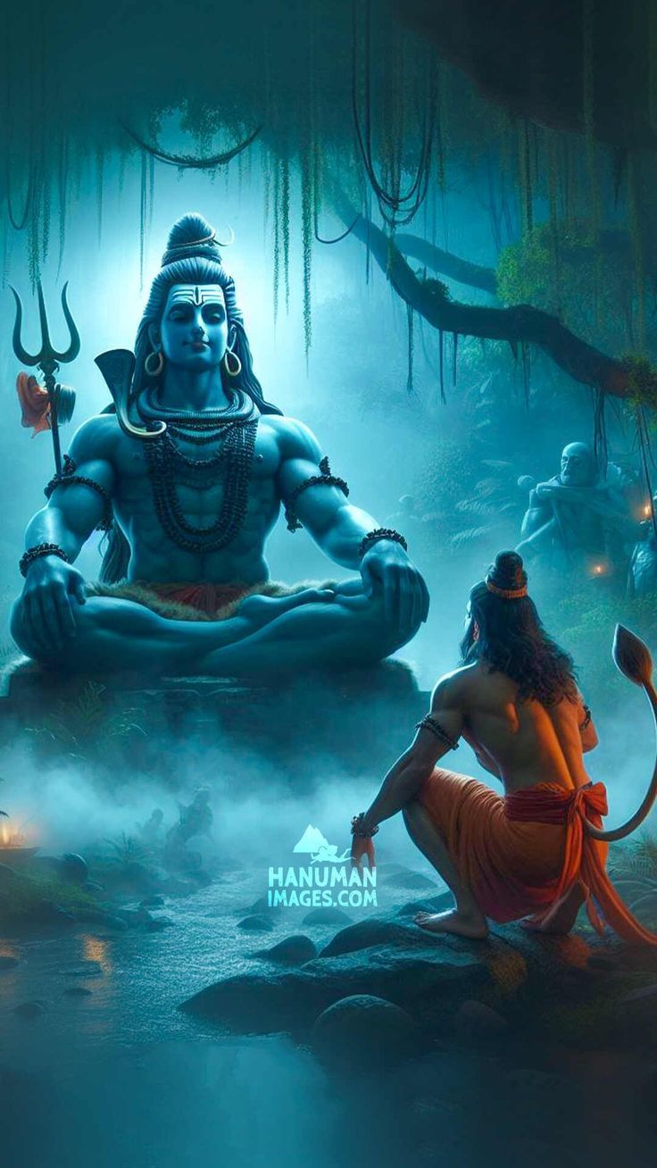 736x1308 Shiva And Hanuman Wallpaper
