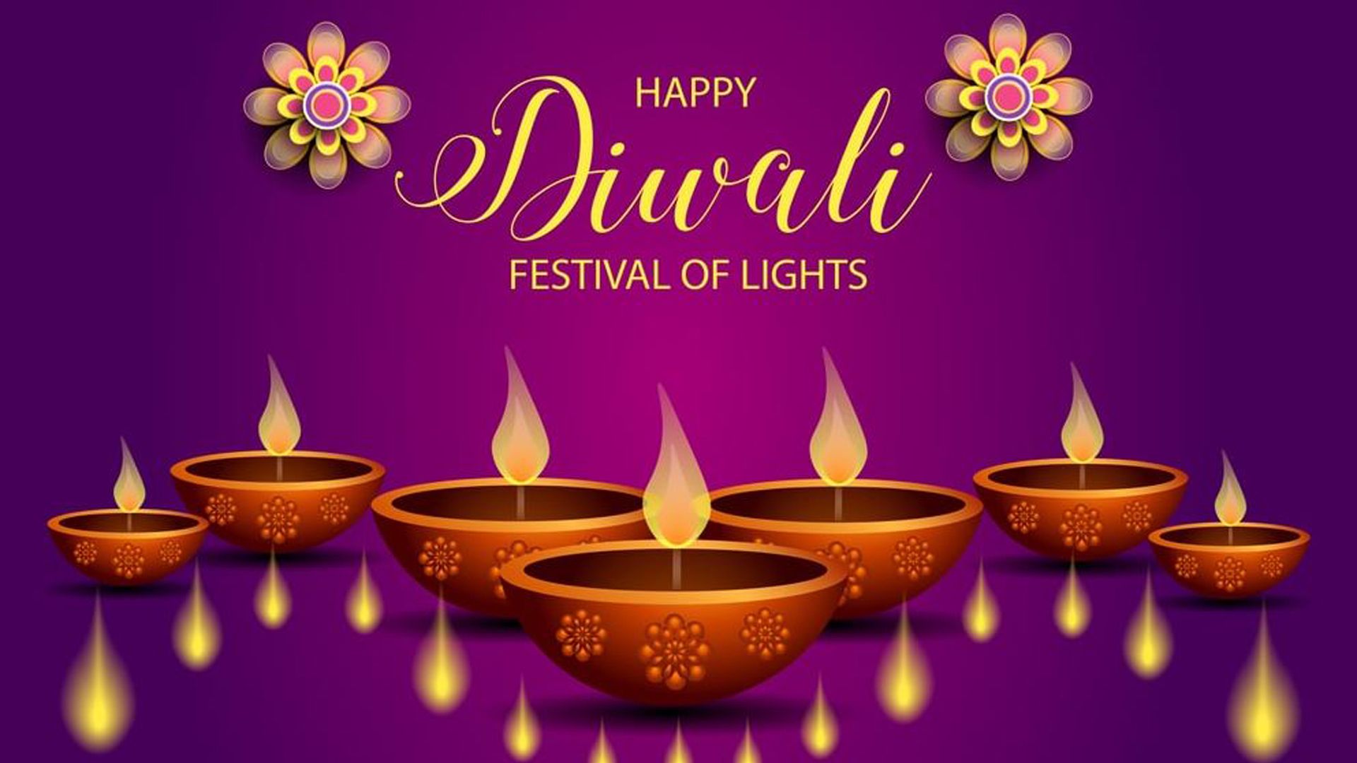 1920x1080 Happy Diwali Festival Of Lights Lamps In Purple Background HD Diwali Wallpaper