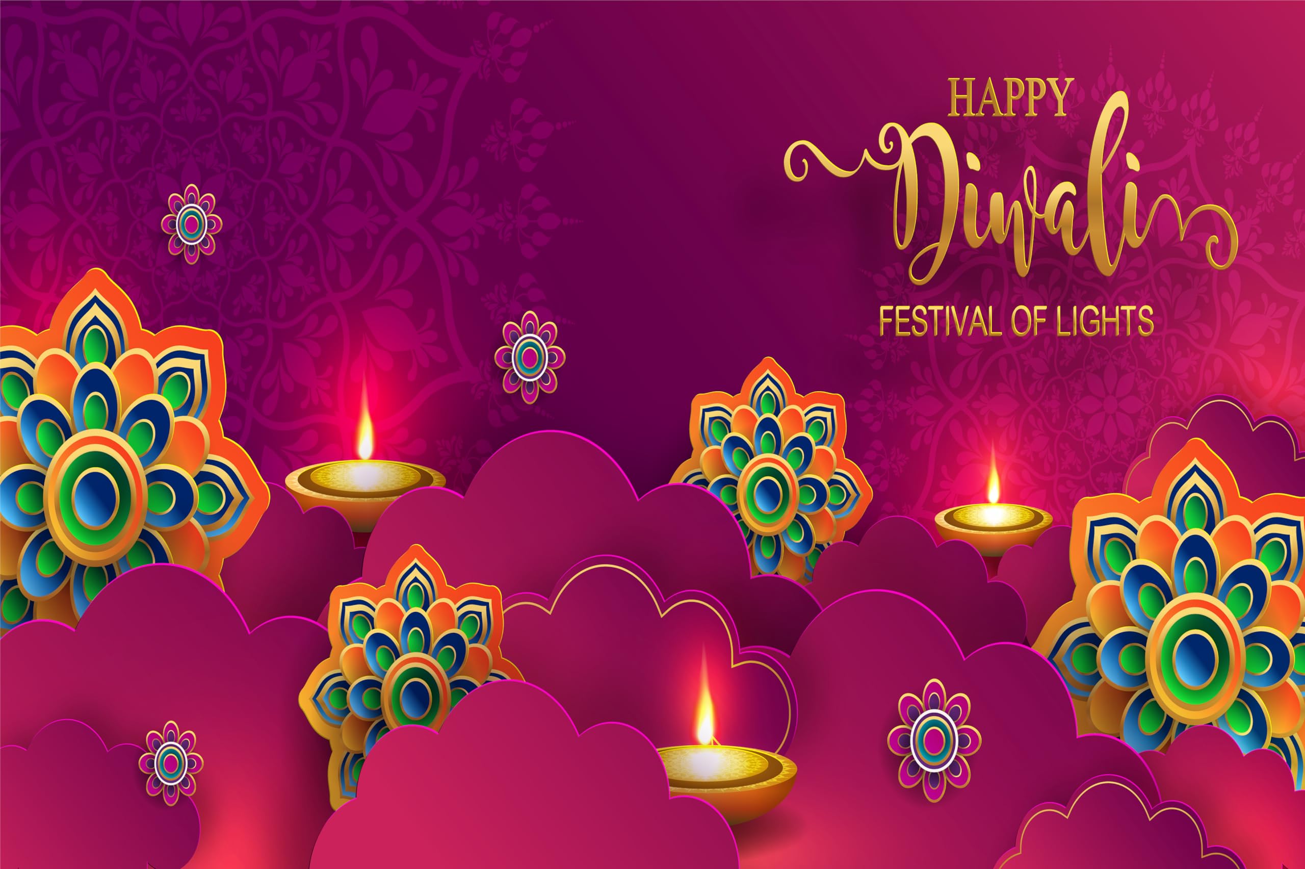 2560x1704 Amazon.com : CHNYWORK 15x8ft Happy Diwali Backdrop Asia Indian Diwali Festival of Light Golden Traditional Candles Purple Background India Diwali Party Festival of Light Decor Photo Booth Props