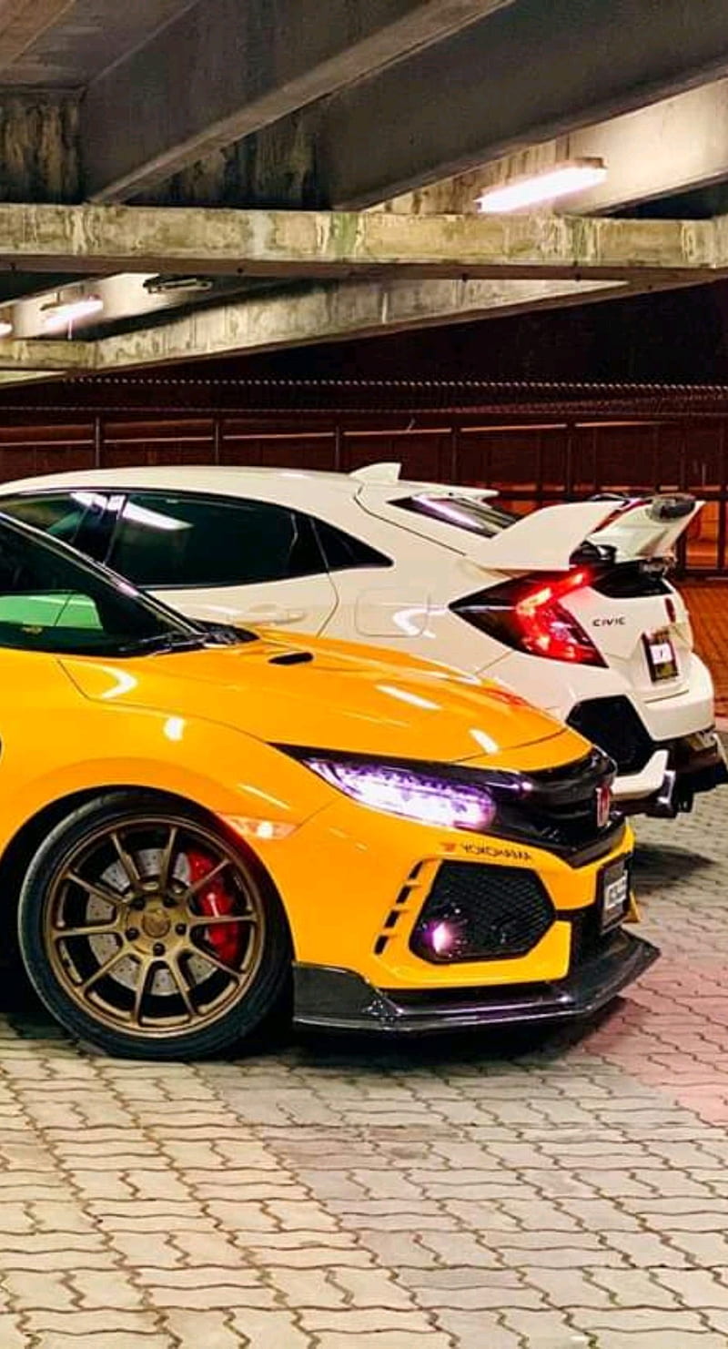 800x1482 Honda Civic FC, carbon, carros, honda fc, sport car, white, yellow, HD phone wallpaper