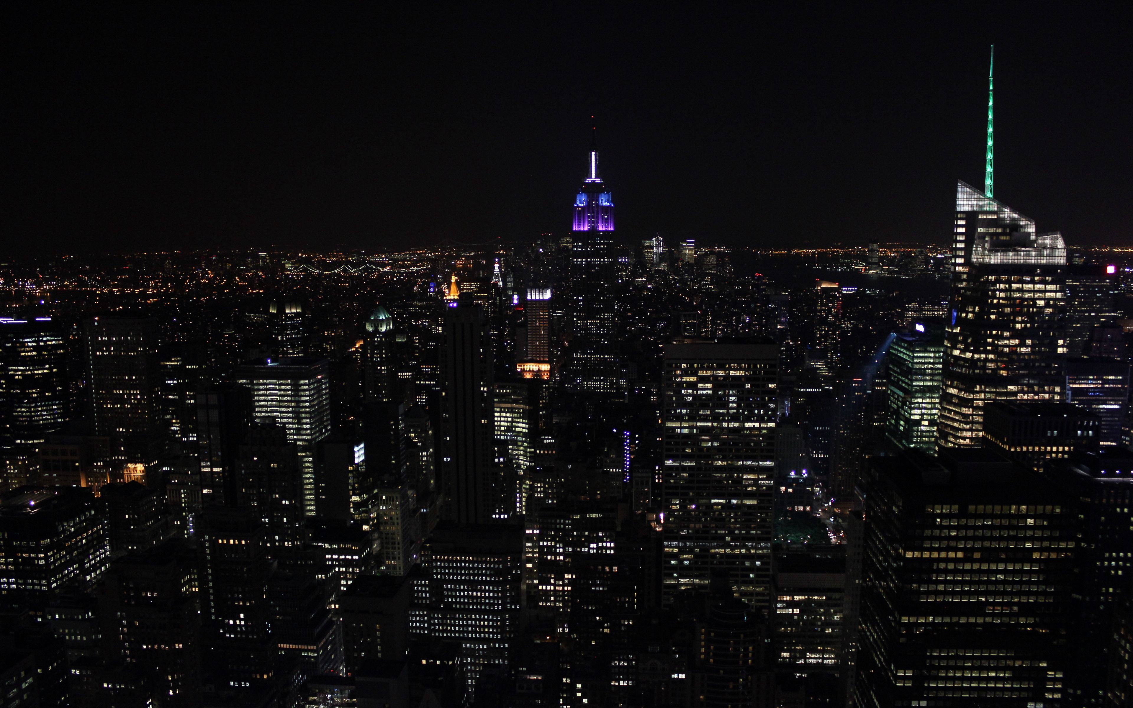 3840x2400 Download wallpaper 3840x2400 night city, city lights, skyscrapers, night, skyline, new york, usa 4k ultra HD 16:10 HD background