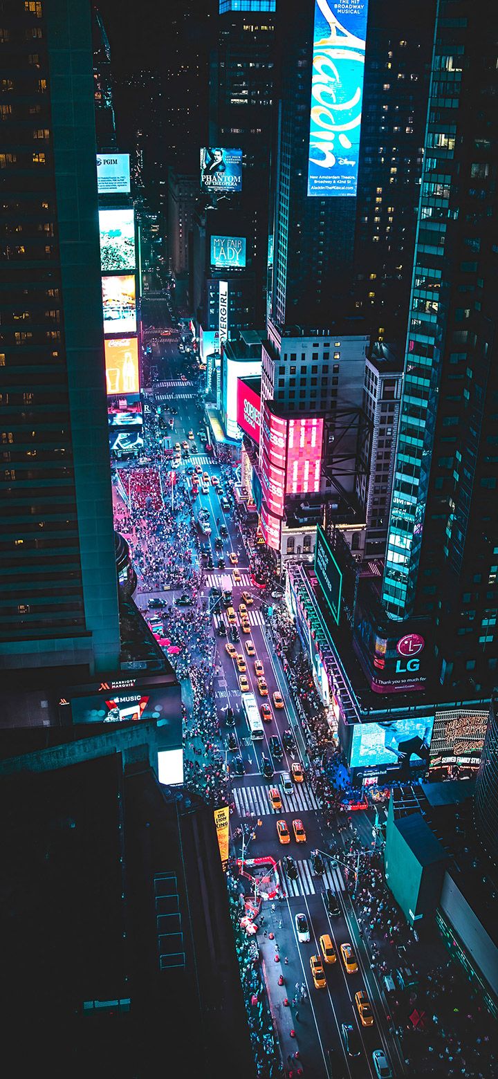 720x1560 Busy City During Dark Nights 4K phone Wallpaper