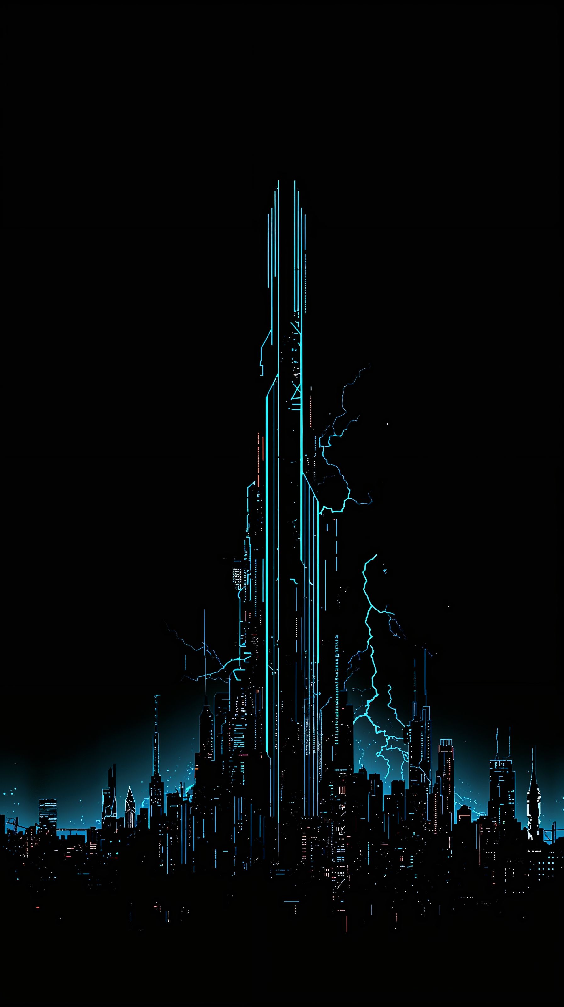 1792x3200 Free Black Cyberpunk Wallpaper (Futuristic Neon)