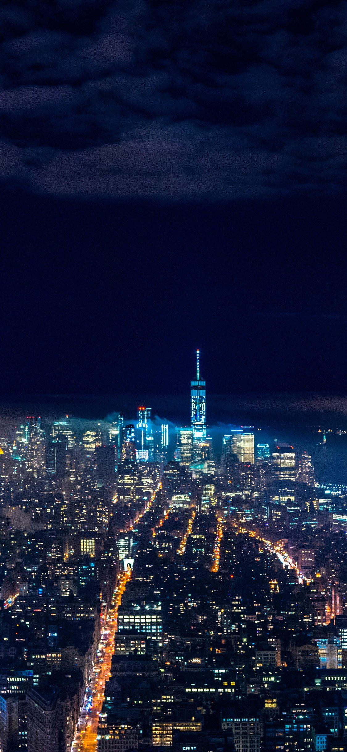 1125x2436 City Night Skyline Dark Nature iPhone Wallpaper