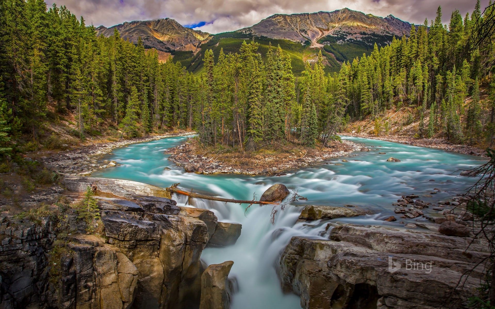 1920x1200 Sunwapta Falls in Jasper National Park, Alberta, Canada Wallpaper