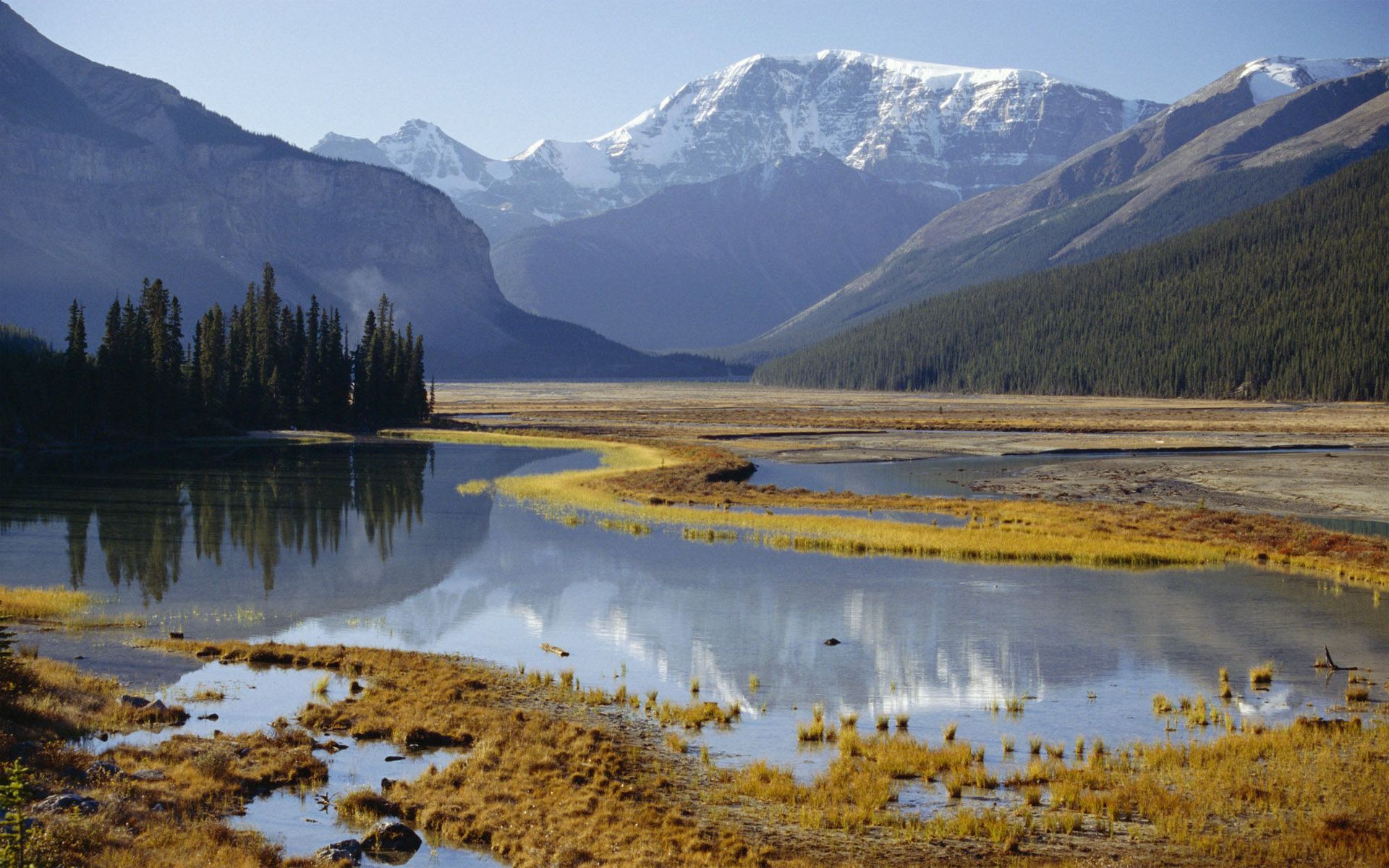 1920x1200 Phone wallpaper: Canada, Earth, Mountain, Alberta, Jasper National Park, Mount Kitchener, River, Sunrise, Mountains 284395