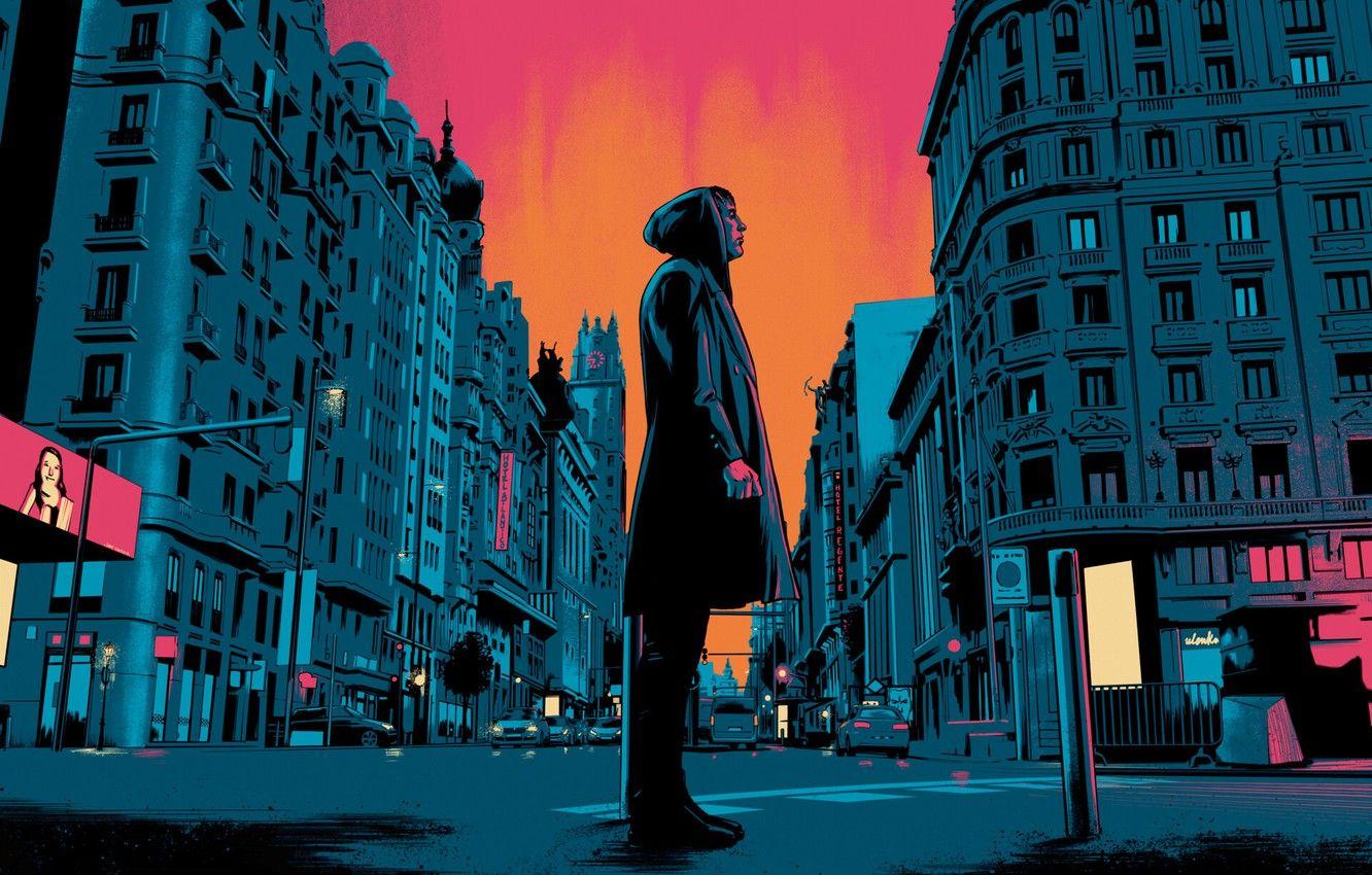 1332x850 Wallpaper Sunset, The city, People, Street, Style, Poster, Art, Spain, The film, Illustration, by Santi Cortizo Docampo, Santi Cortizo Docampo, LinaArt, Madriz, Madris, Madriz Short film poster image for desktop, section арт
