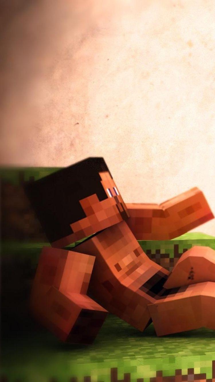 750x1334 Download Wallpaper 750x1334 Minecraft, People, Help, Ground iPhone