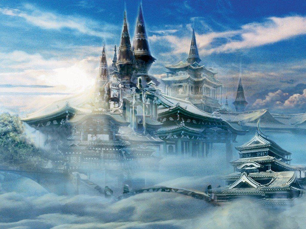 1024x768 Castle in the Sky Wallpaper