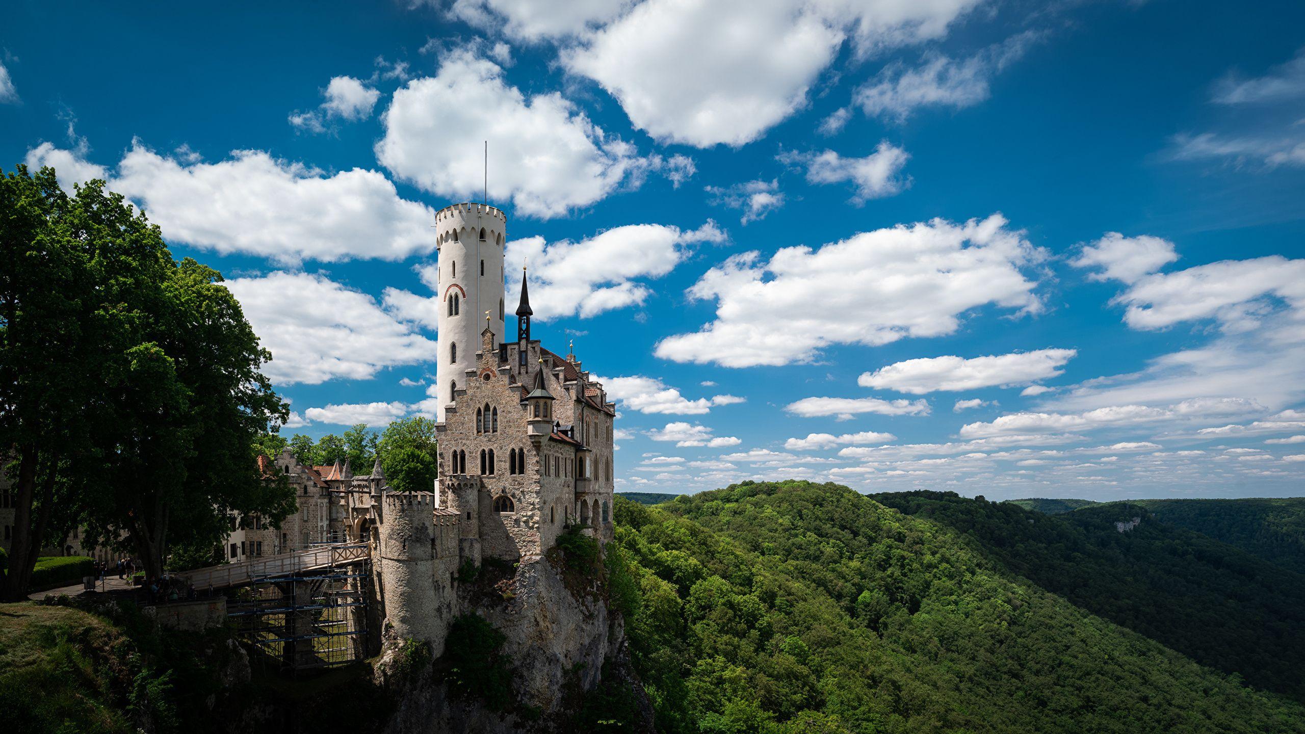 2560x1440 Photo Alps Austria towers Castle Lichenstein Nature castle 2560x1440