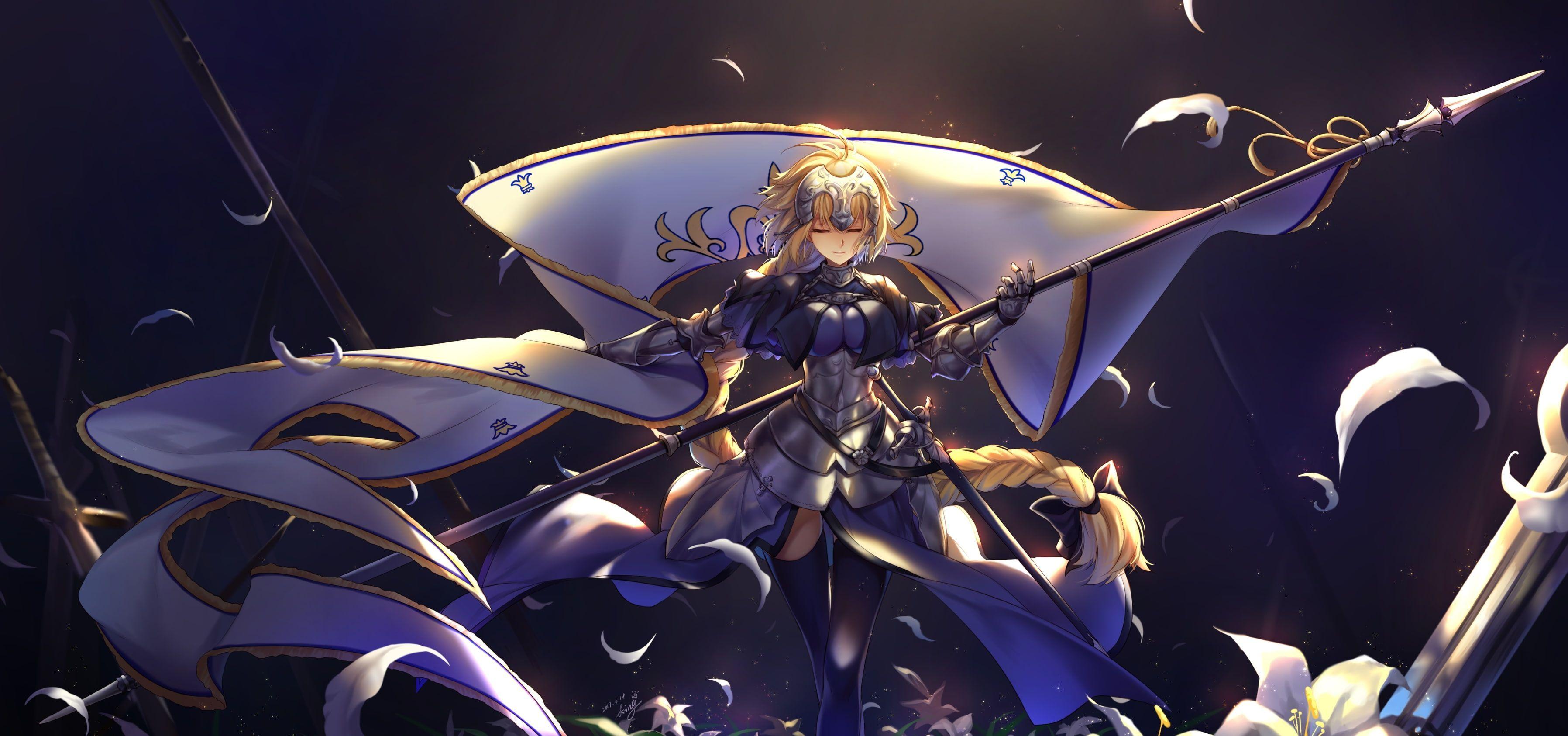 3592x1685 Jeanne D'arc Fate Apocrypha Fate Grand Order #blonde #spear #armor Closed Eyes #Anime K #wallpaper #hdwallpaper #desktop. Fate Apocrypha, Anime, Jeanne D'arc