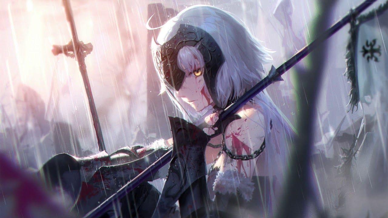 1280x720 Jeanne d'Arc Alter in the Rain Fate Grand Order Engine Wallpaper