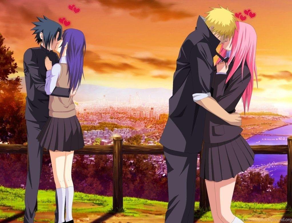 1022x781 Kissing Contest: Sasuke Hinata Vs Naruto Sakura Desktop Background
