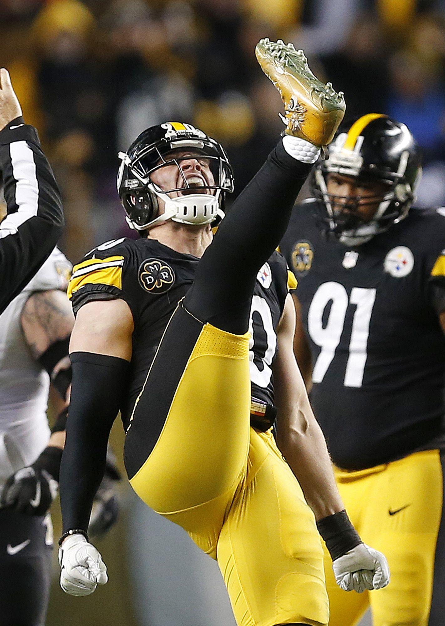 1421x2000 You think T.J. Watt of the #Pittsburgh Steelers was stoked to know the team secure. Pittsburgh steelers, Pittsburgh steelers football, Pittsburgh steelers players