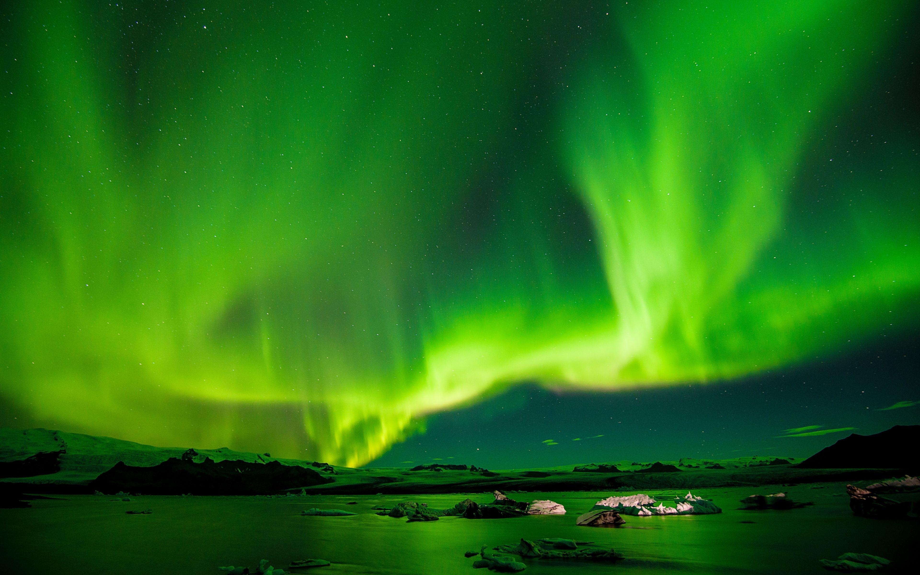 3840x2400 Download 3840x2400 wallpaper nature, northern lights, aurora borealis, radiance, green lights, sky, 4k, ultra HD 16: widescreen, 3840x2400 HD image, background, 2046