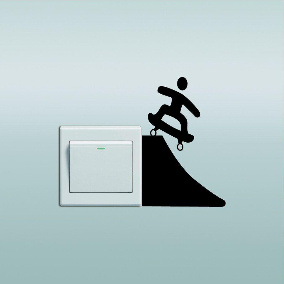 960x960 KG 131 Creative Skate Switch Sticker Cartoon Skateboarder Vinyl Wall Sticker Home Decor Home Wallpaper. Wallpaper