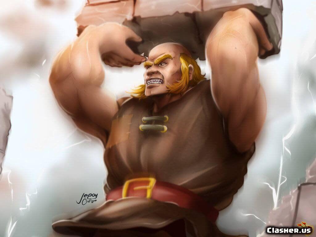 1024x768 Giant stone throw of Clans Wallpaper