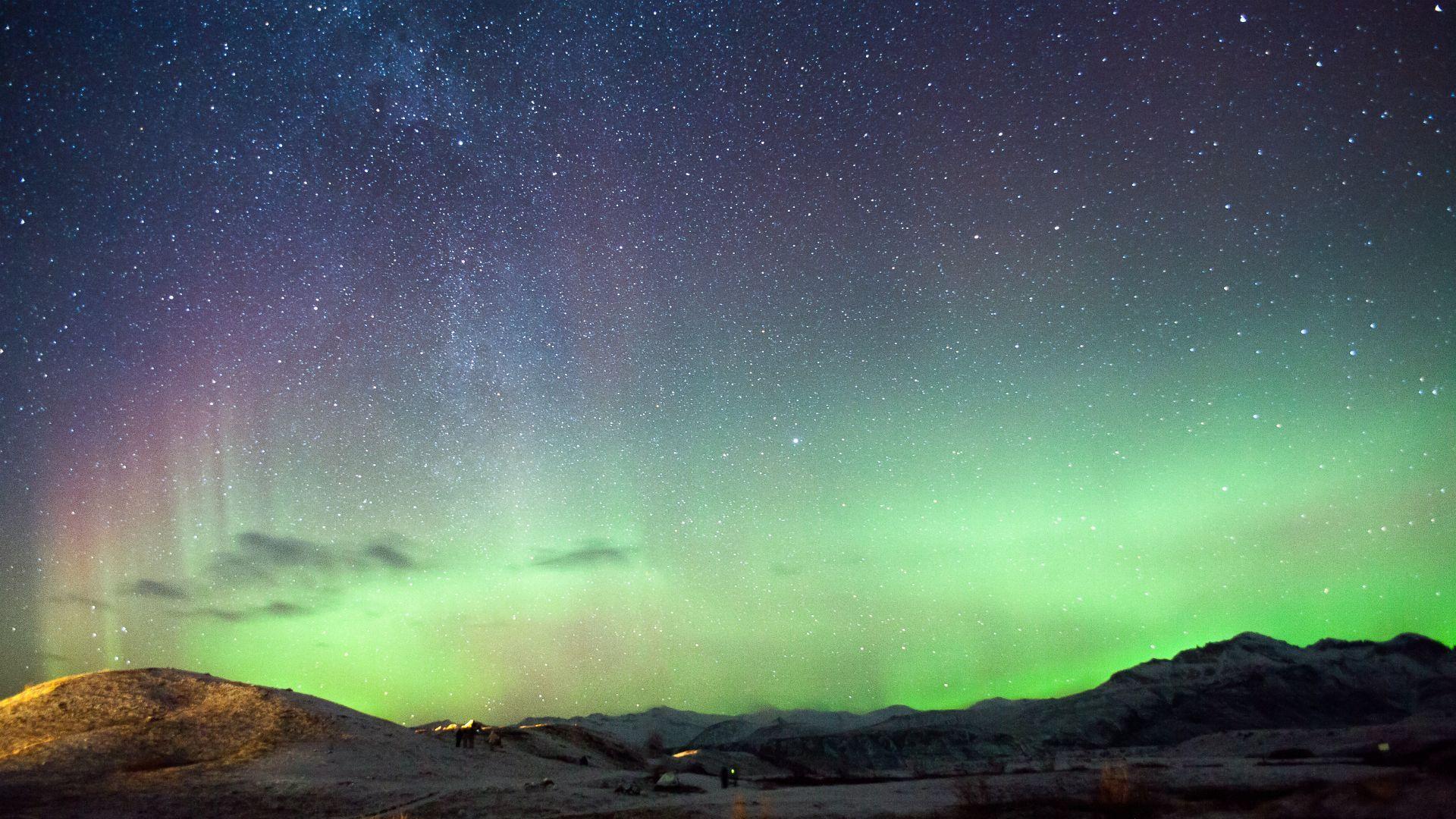 1920x1080 Wallpaper Iceland, 5k, 4k wallpaper, northern lights, mountains, night, stars, Nature