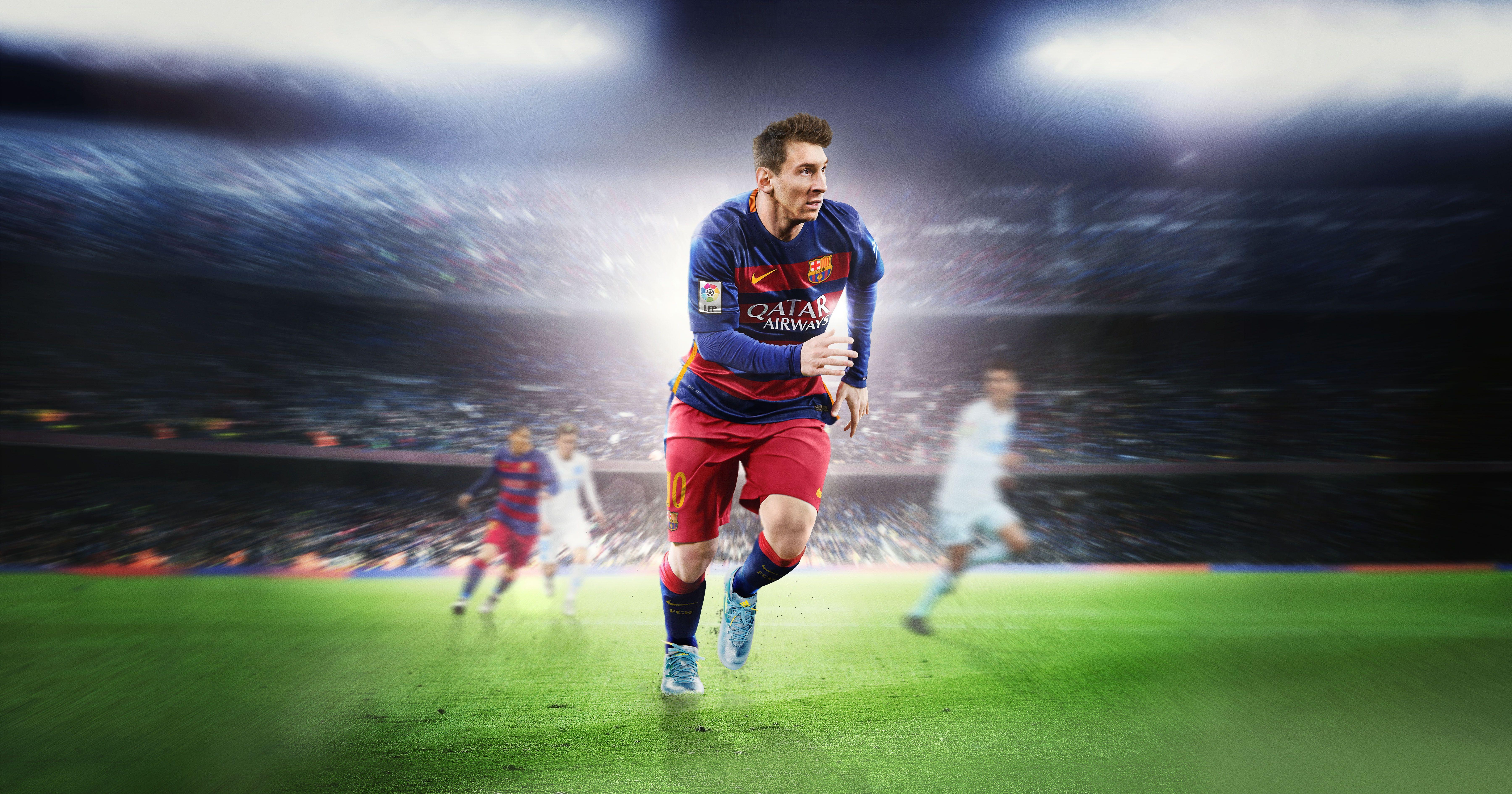 7200x3780 Photo of soccer player on green field HD wallpaper