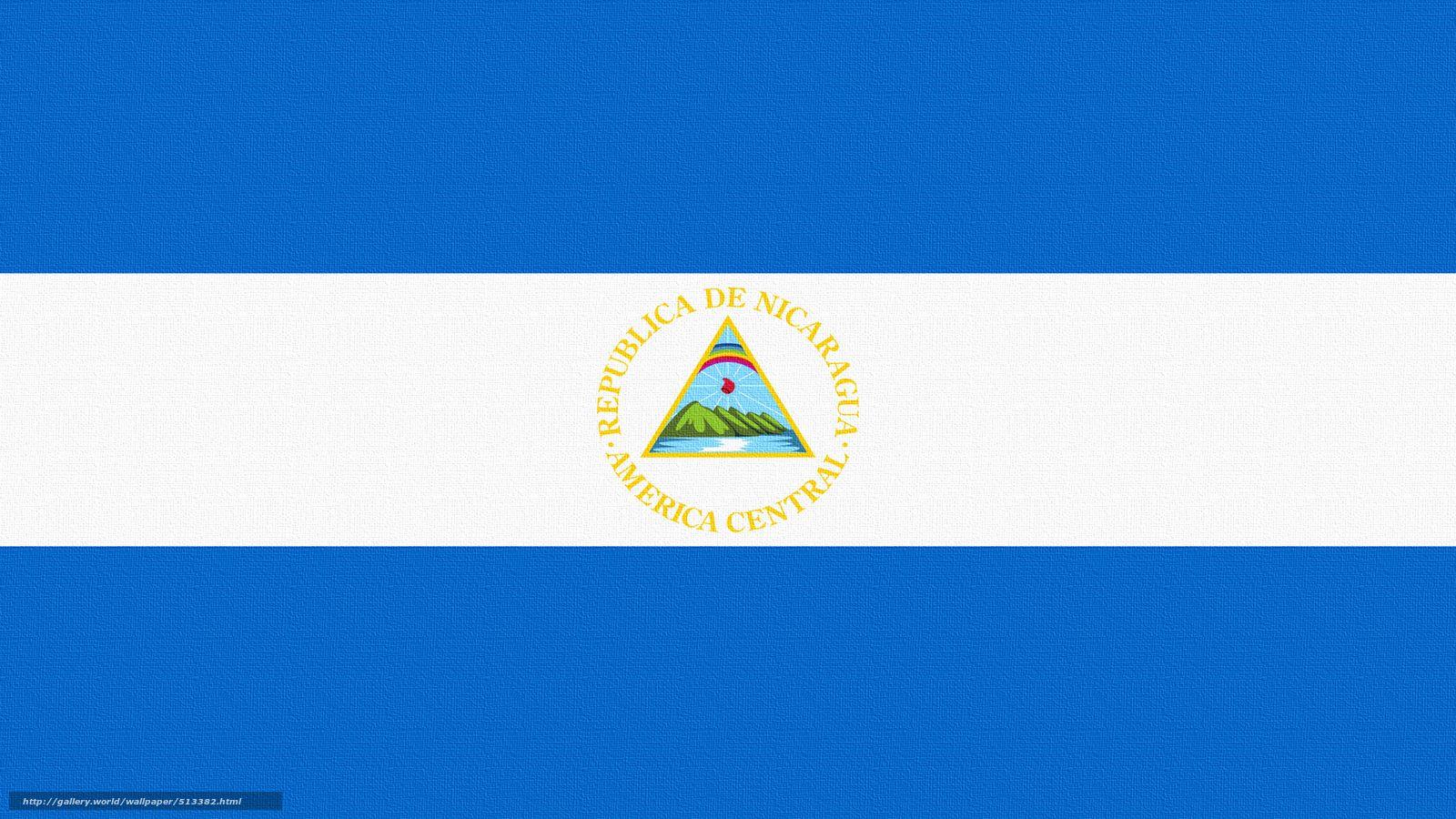 1600x900 Download wallpaper Nicaragua, flag, coat of arms free desktop