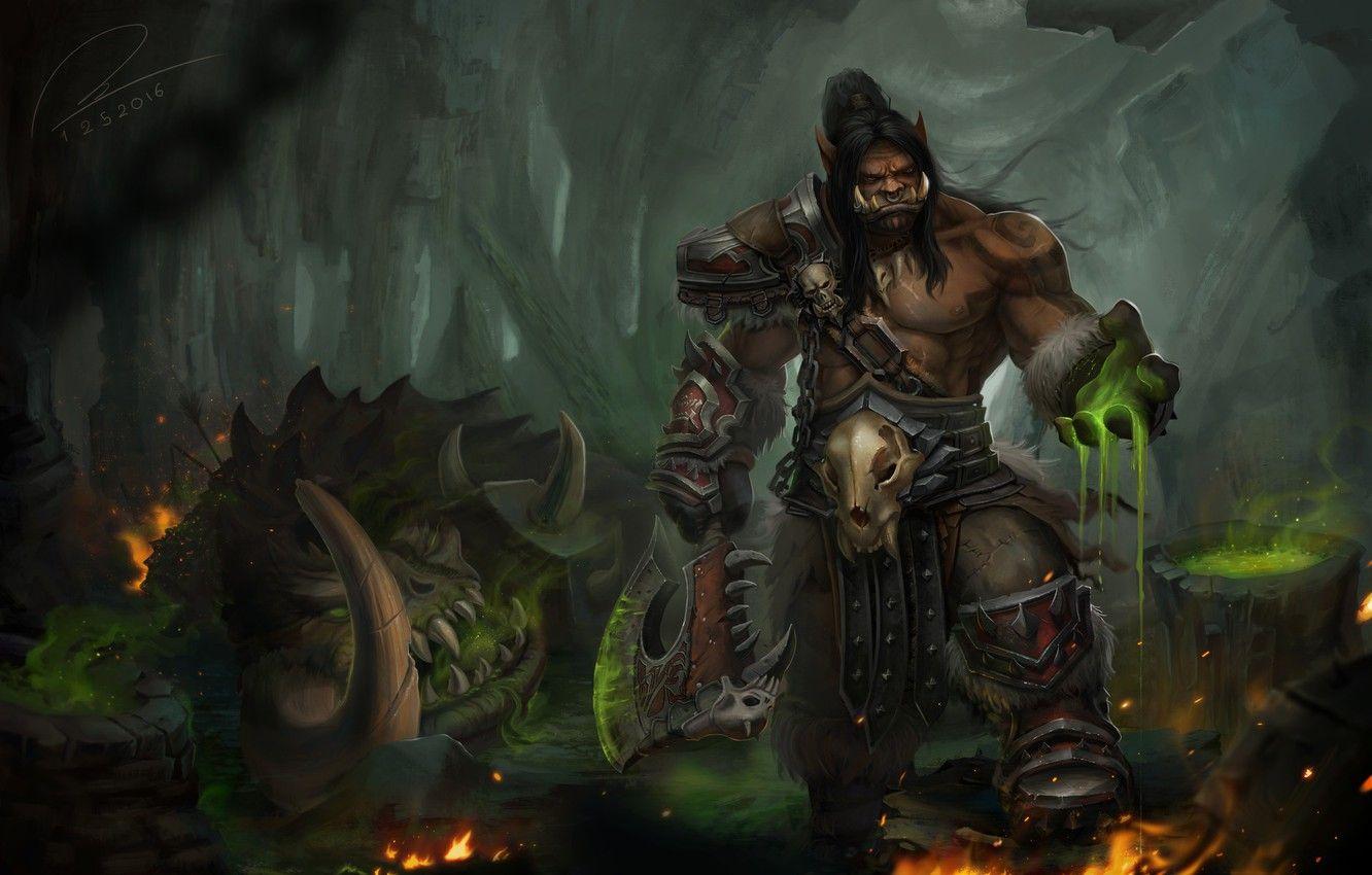 1332x850 Wallpaper the game, fantasy, art, World of Warcraft, Orc, Grommash Hellscream, Tien Can image for desktop, section фантастика