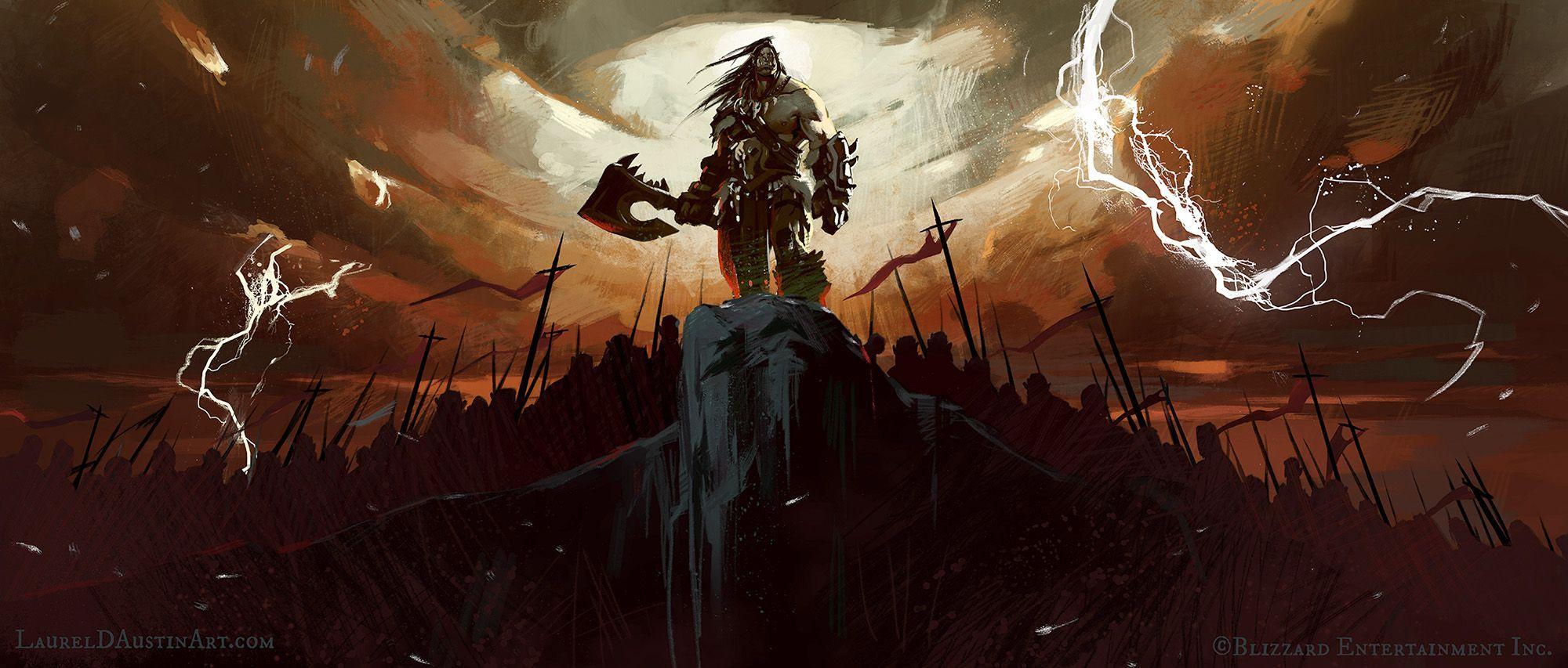 2000x853 Lords of War: Grommash Hellscream. Ilustração, Guerreiro, Herois