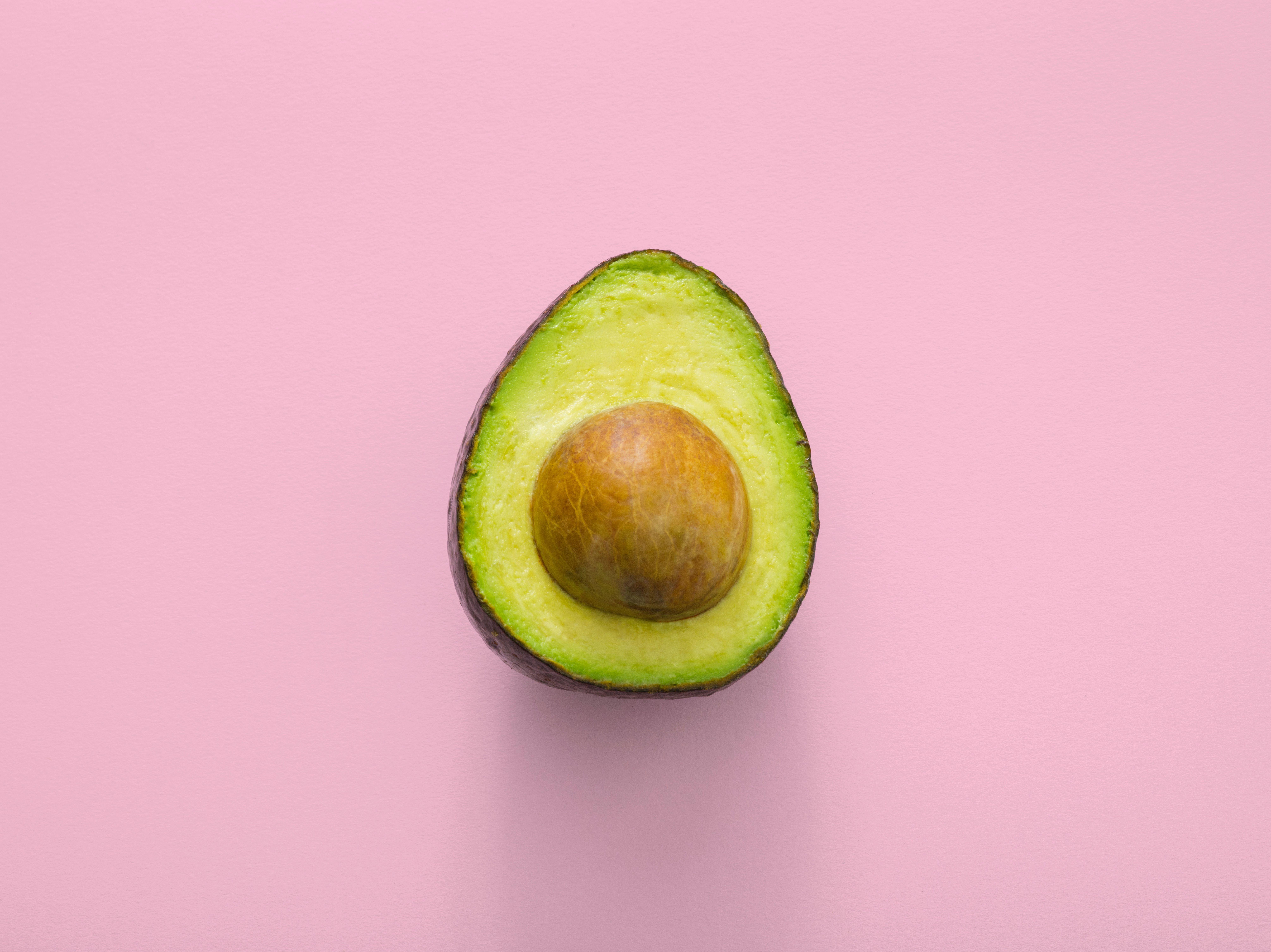 8040x6024 Download wallpaper 8040x6024 avocado, minimalism, pink HD background