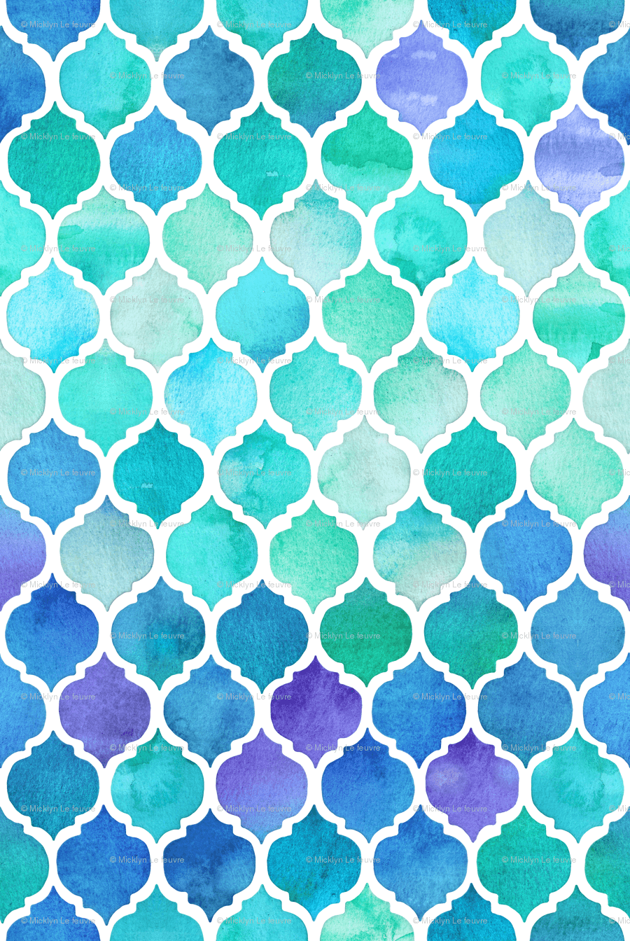 900x1344 Blue and Green Moroccan Pattern wallpaper