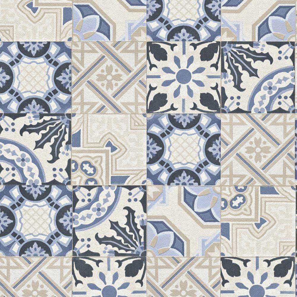 1000x1000 Rasch Moroccan Baroque Tile Pattern Wallpaper Realistic Faux Effect
