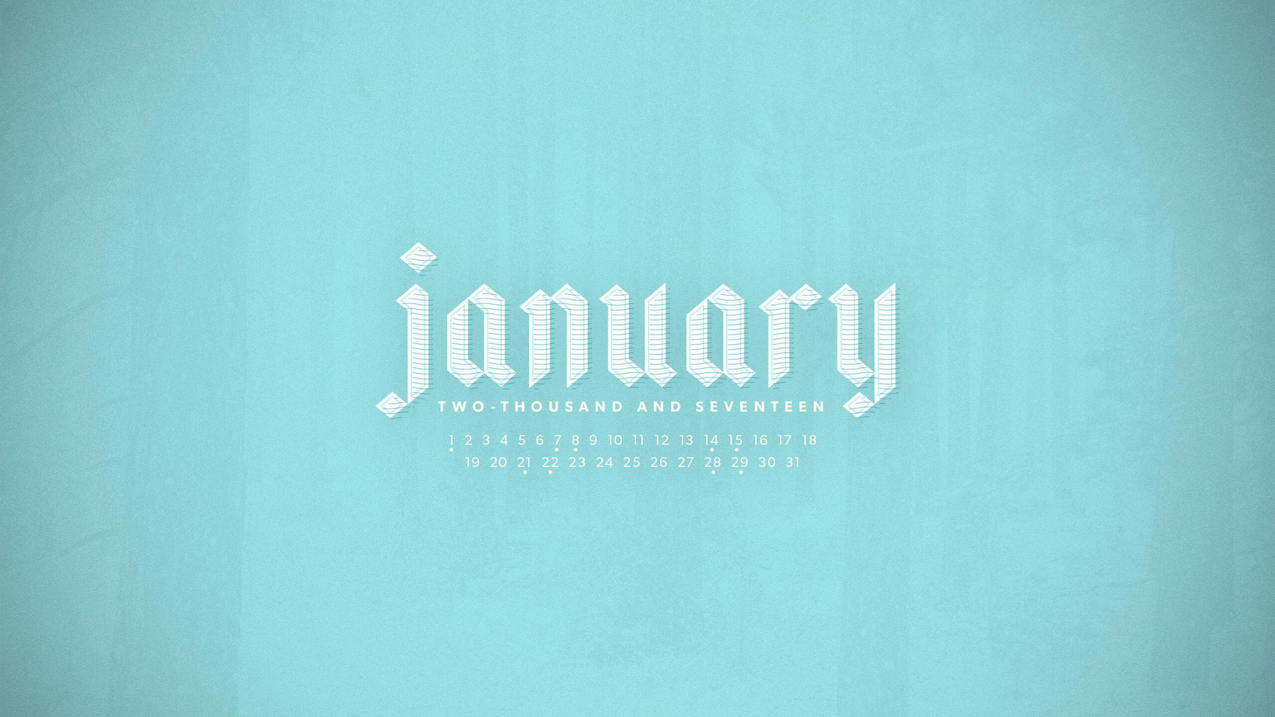 2560x1440 January 2017 Desktop Calendar Wallpaper