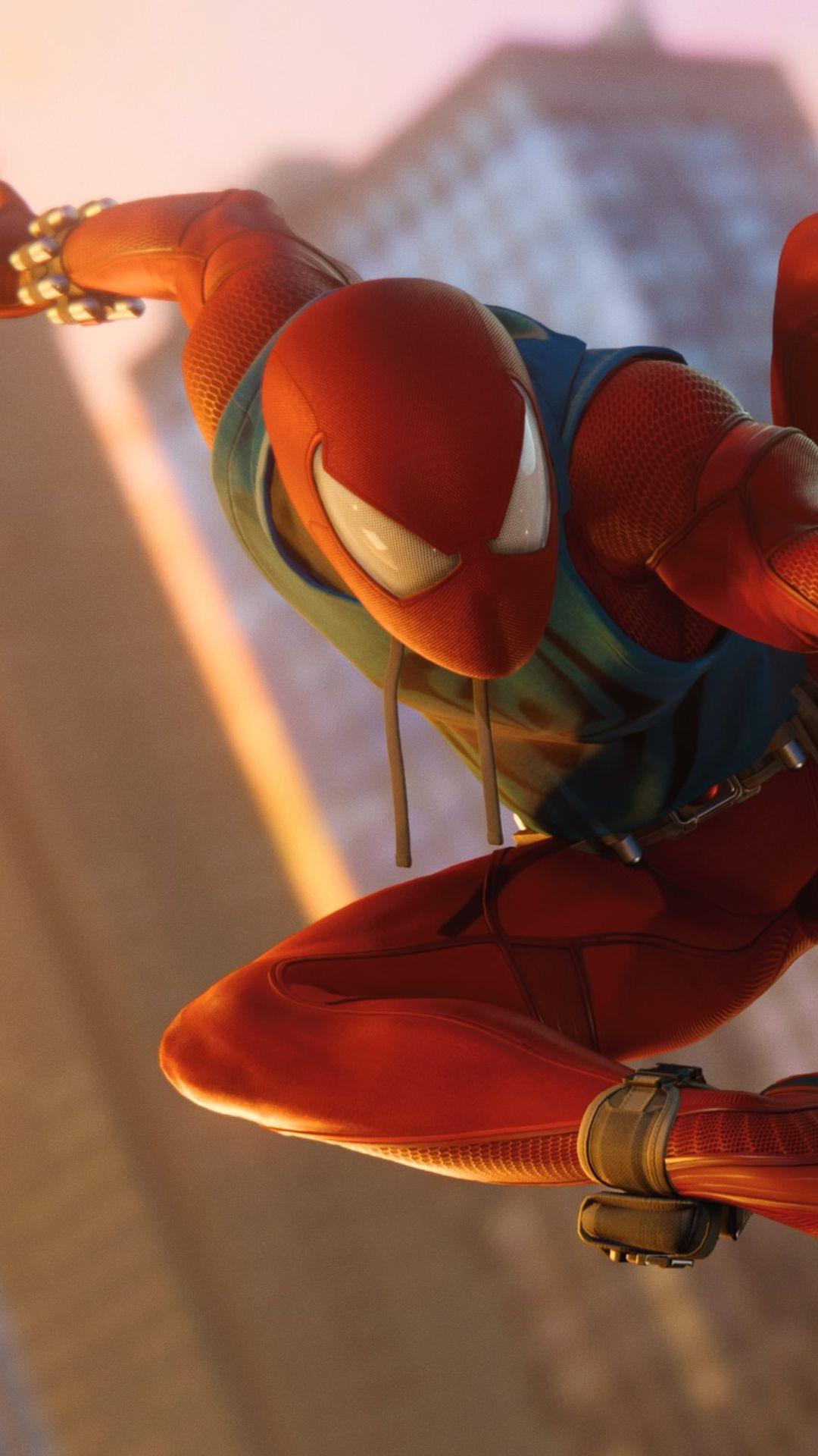 1080x1920 Scarlet Spider In Ps4 Game Desktop Wallpaper Spider Man Ps4 Wallpaper & Background Download