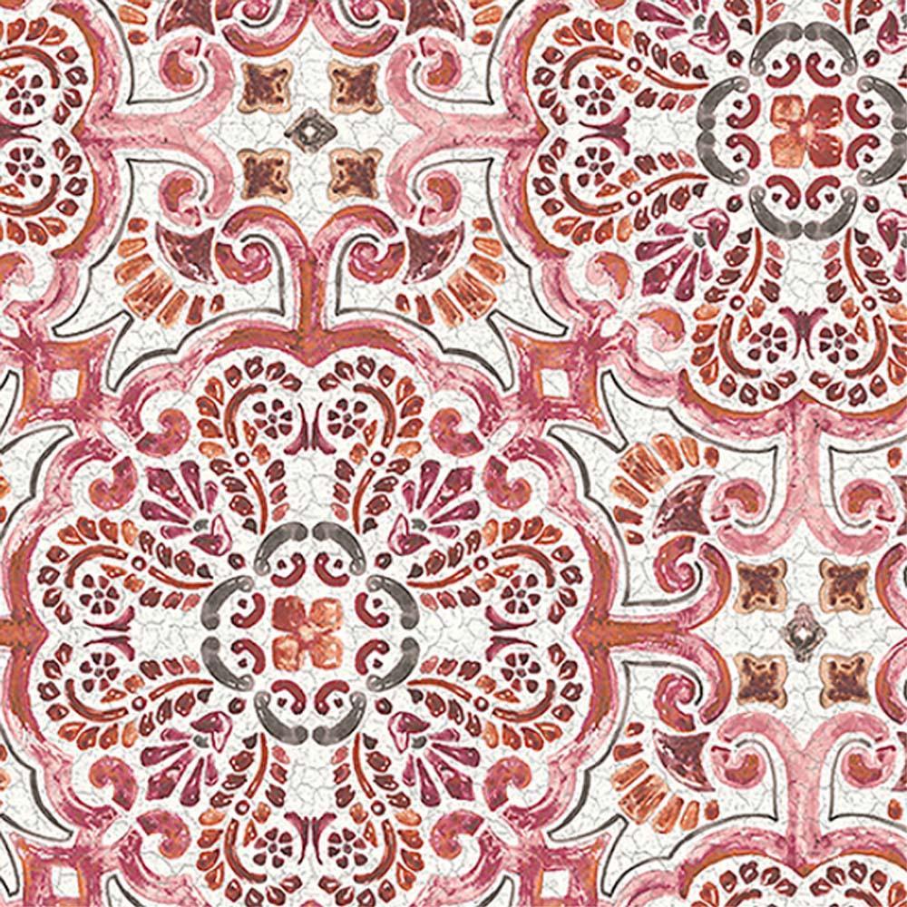 1000x1000 Casablanca Moroccan Hand Painted Mosaic Tile Effect Wallpaper. Pink