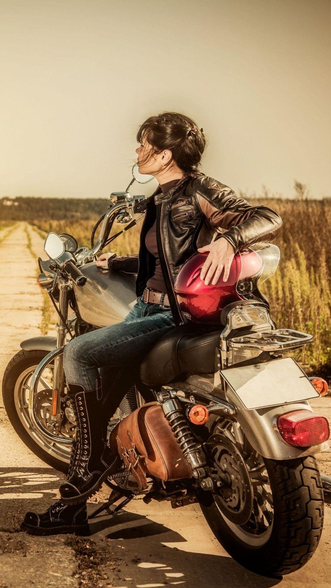 1080x1920 Biker Girl iPhone Wallpaper
