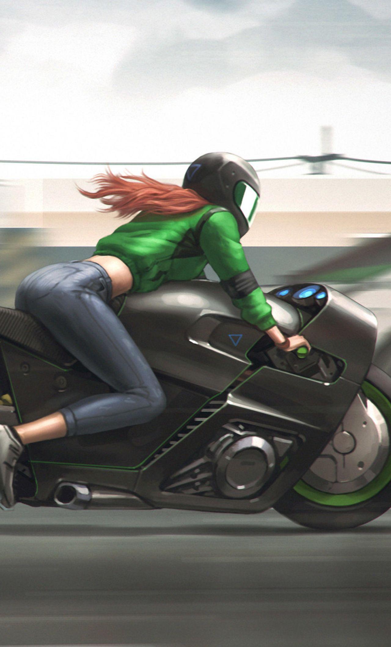 1280x2120 Biker Girl iPhone Wallpaper