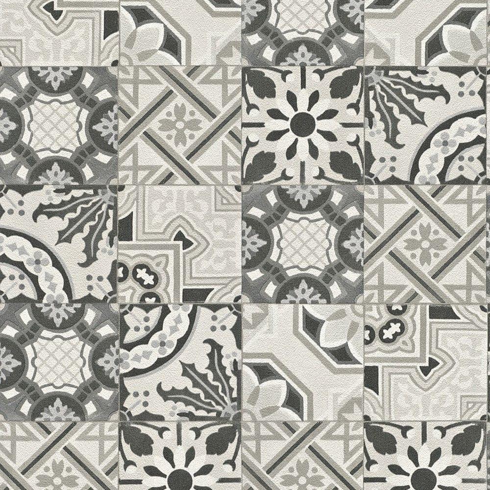 1000x1000 Rasch Moroccan Baroque Tile Pattern Wallpaper Realistic Faux Effect