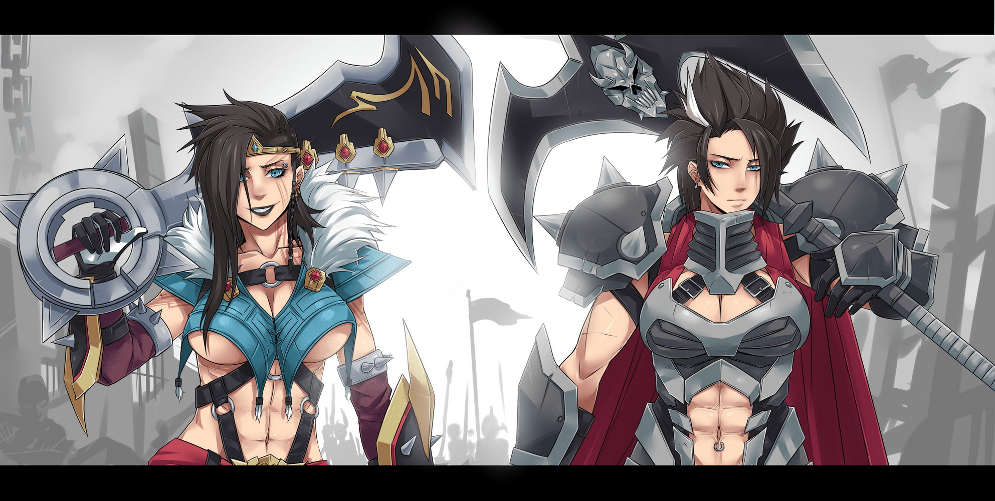 1985x1000 darius and draven (league of legends) drawn