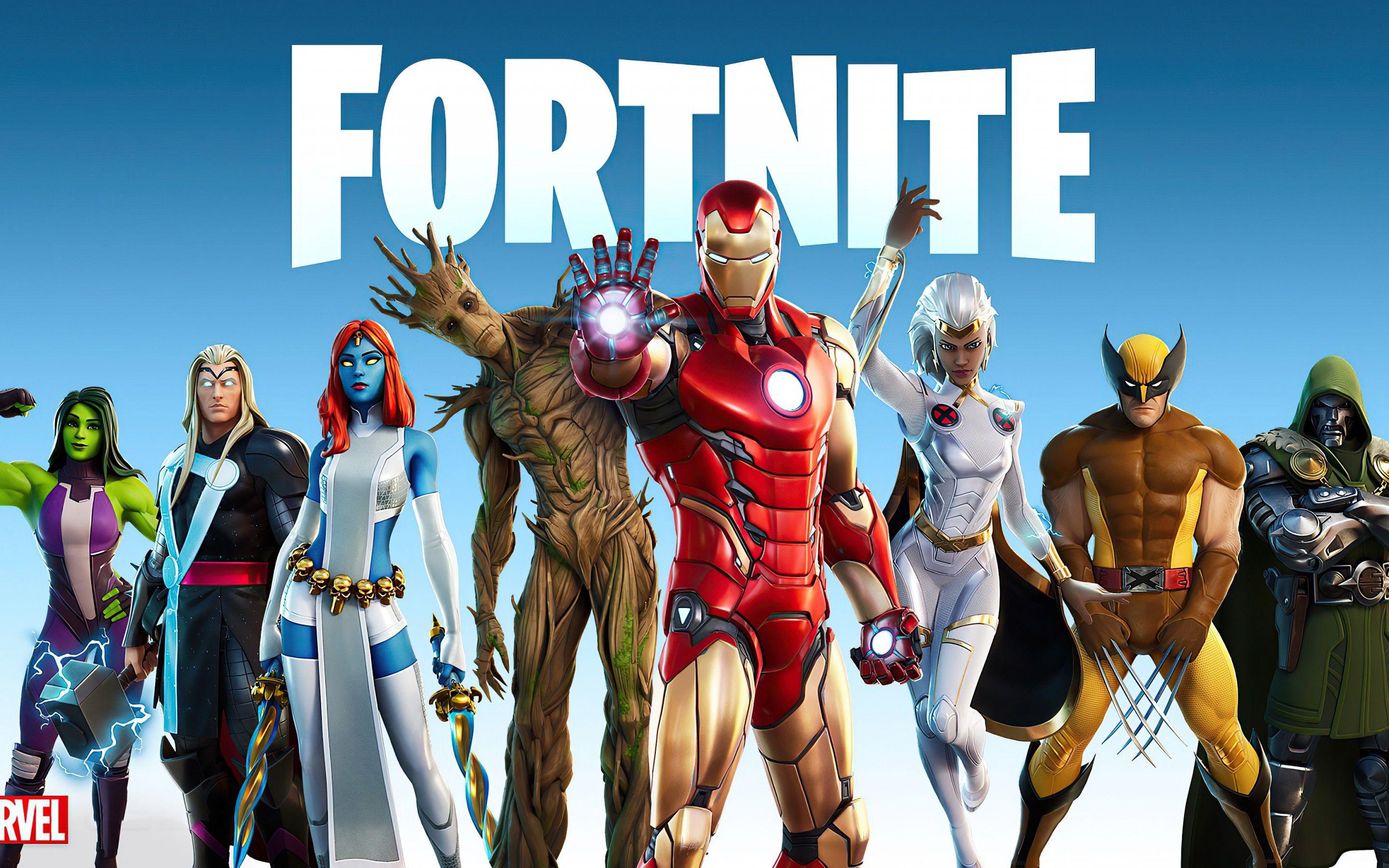 2880x1800 Fortnite 4K Wallpaper, Season Nexus War, Marvel Superheroes, Crossover, Games
