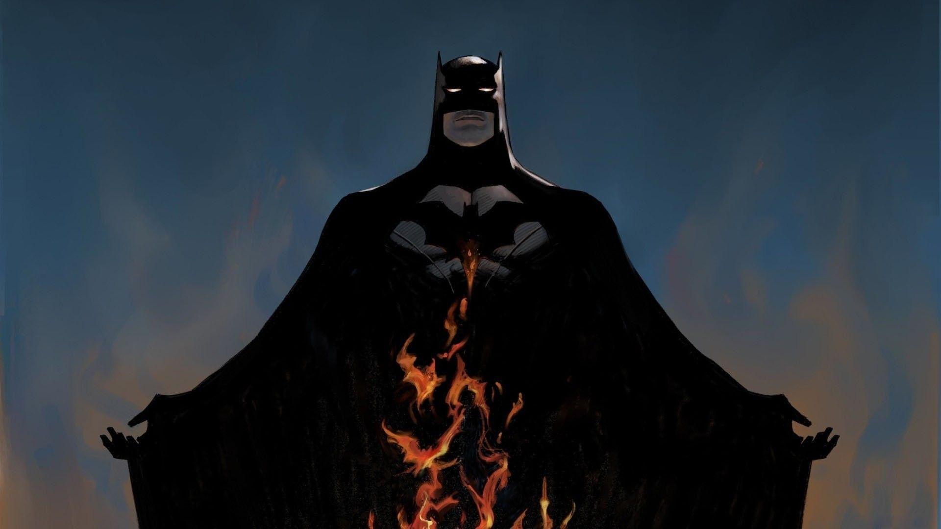 1920x1080 Batman, Fire, Comics, Mask, Cool, Amazing, Drawing Wallpaper