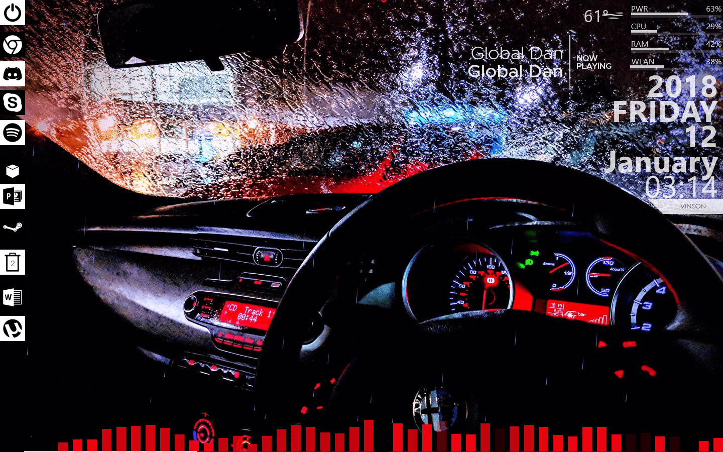 1440x900 Late night drive First time using Rainmeter