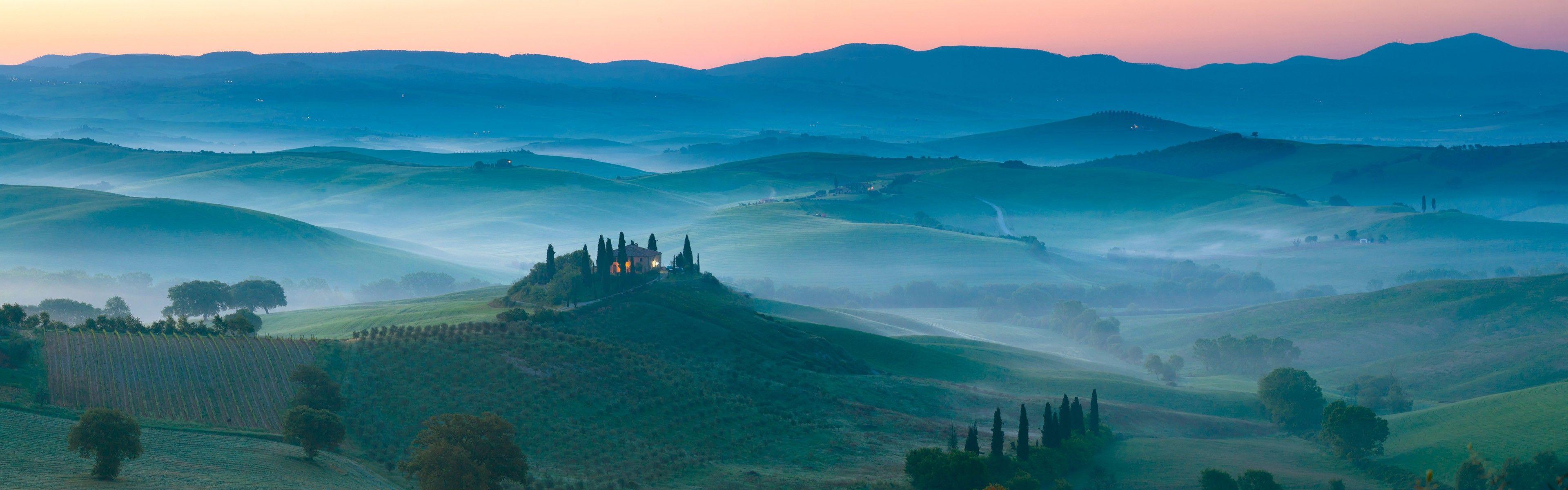3840x1200 Italy Morning Sunrise Landscape Wallpaper