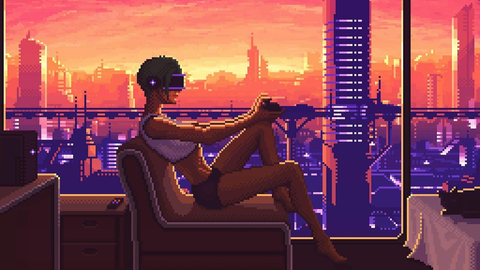 1600x900 Pixel Art Wallpaper Cyberpunk HD Wallpaper