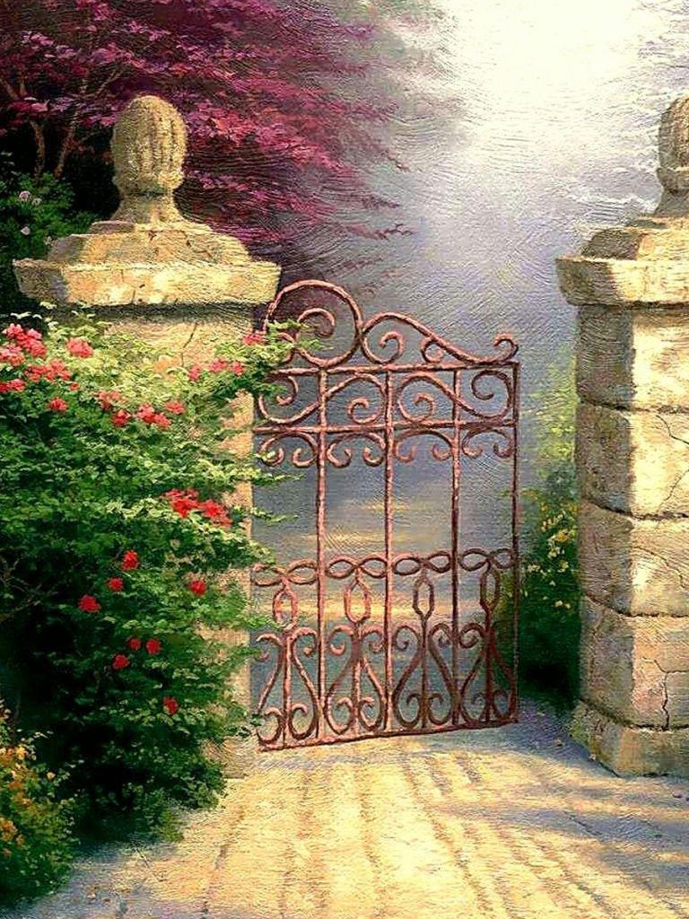 768x1024 Splendid Flowers & Garden Gate iPad wallpaper