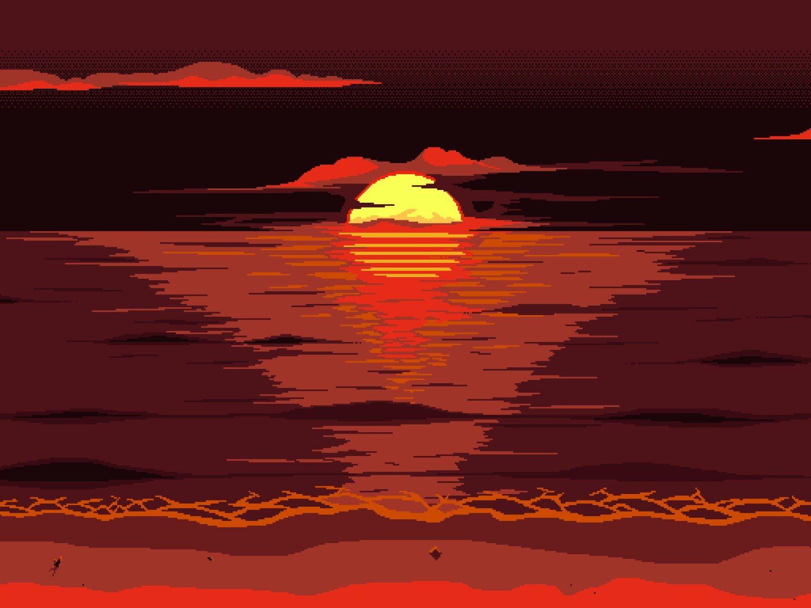 1600x1200 Wallpaper Red, Sun, Pixel Art, 8 Bit • Wallpaper For You HD Wallpaper For Desktop & Mobile