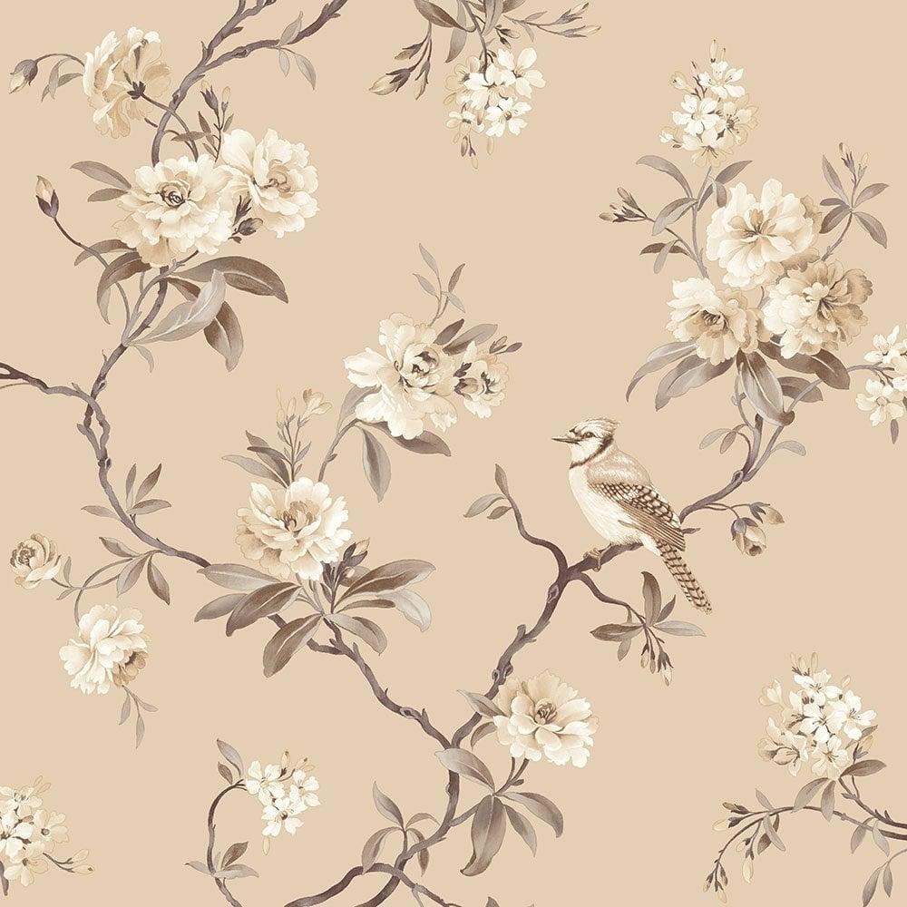 1000x1000 Fine Decor Chinoiserie Floral Wallpaper Natural (FD40767) from I Love Wallpaper UK